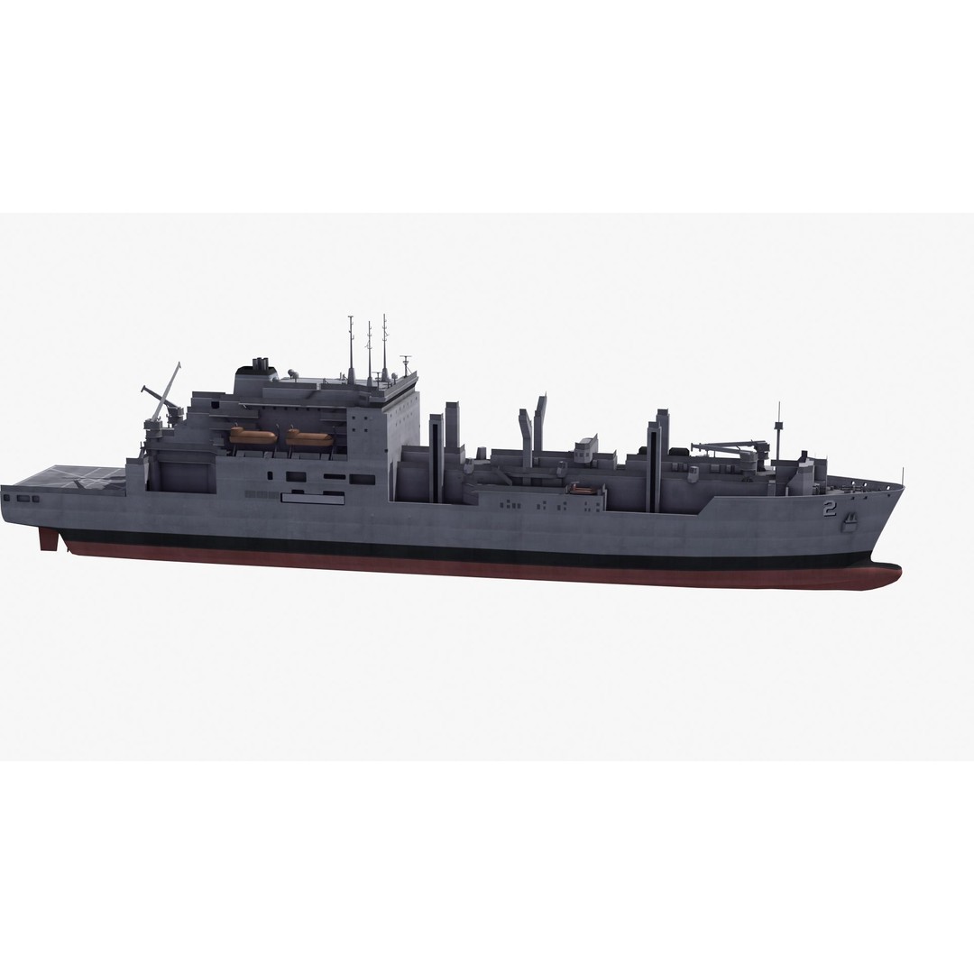 Lewis and Clark Class Replenishment Ship 3D Model – PBR Game-Ready Asset, FBX, OBJ - View 29