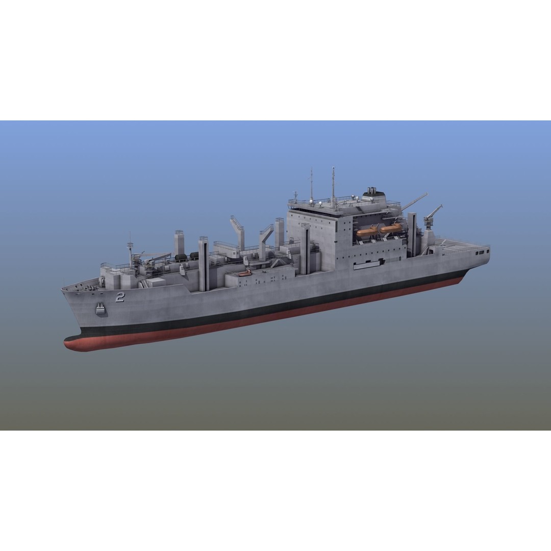 Lewis and Clark Class Replenishment Ship 3D Model – PBR Game-Ready Asset, FBX, OBJ - View 3