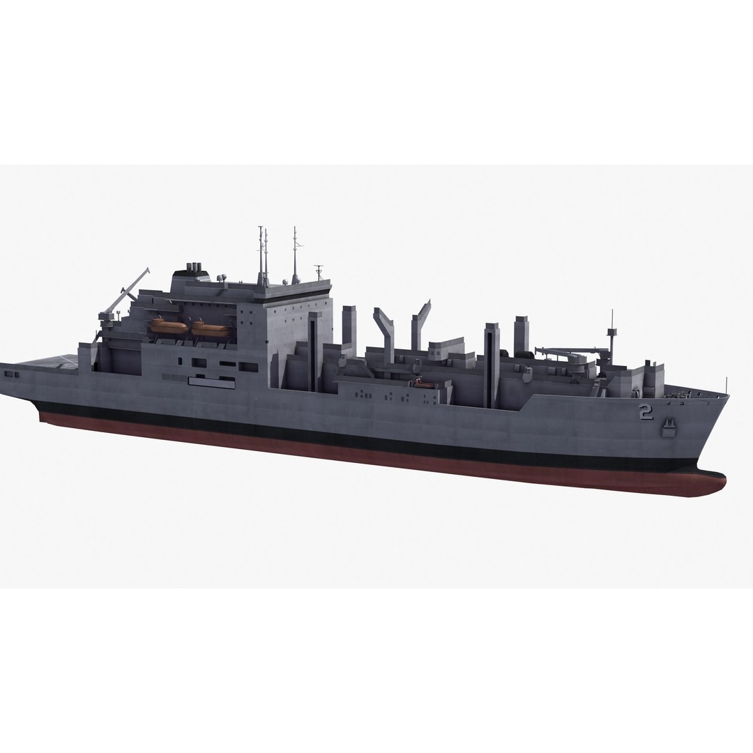 Lewis and Clark Class Replenishment Ship 3D Model – PBR Game-Ready Asset, FBX, OBJ - View 30