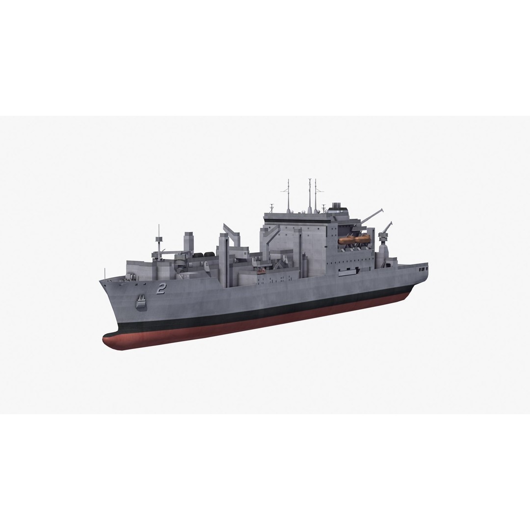 Lewis and Clark Class Replenishment Ship 3D Model – PBR Game-Ready Asset, FBX, OBJ - View 35