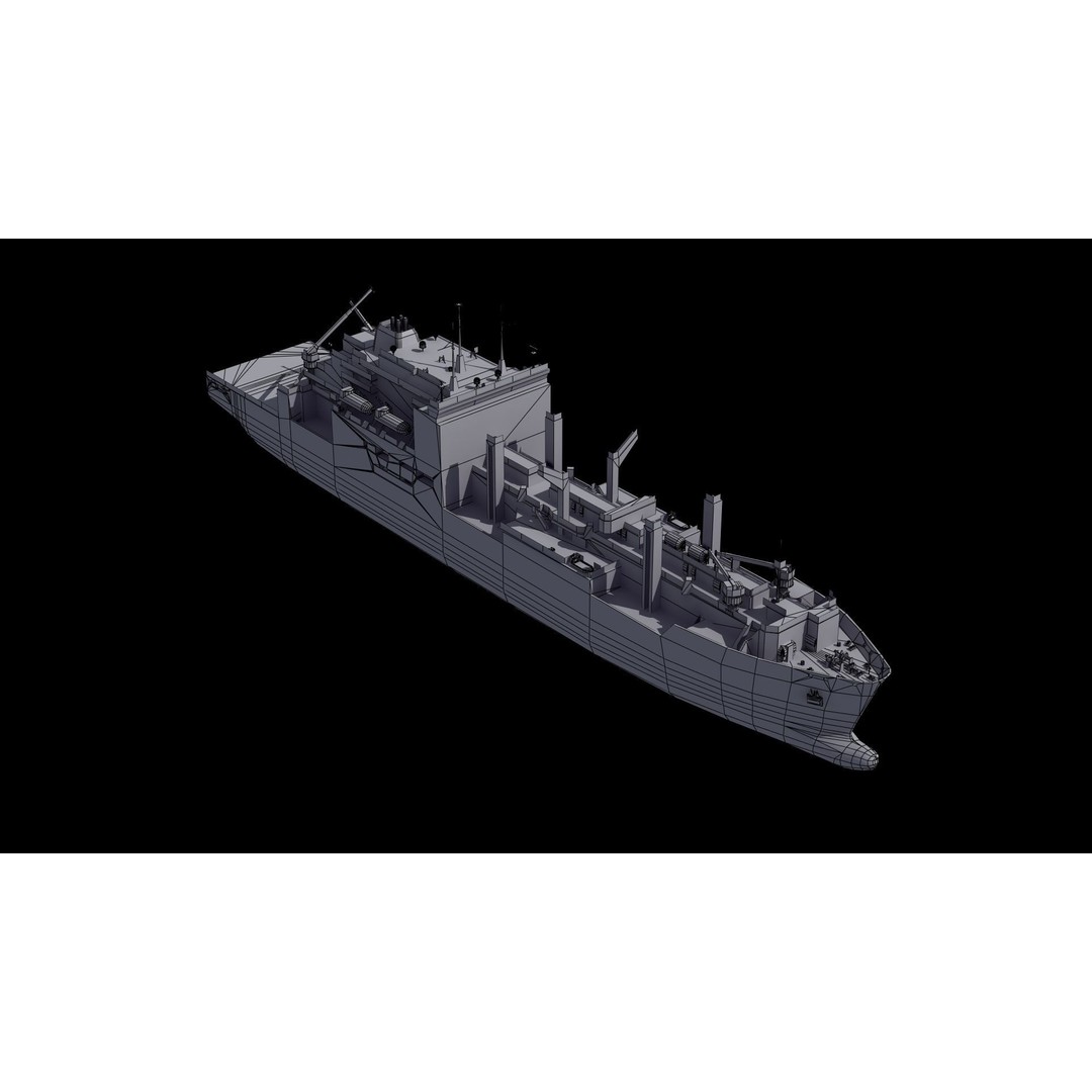 Lewis and Clark Class Replenishment Ship 3D Model – PBR Game-Ready Asset, FBX, OBJ - View 36