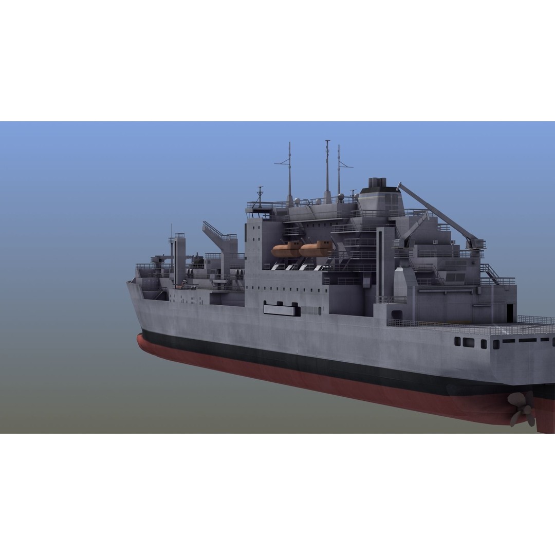 Lewis and Clark Class Replenishment Ship 3D Model – PBR Game-Ready Asset, FBX, OBJ - View 5