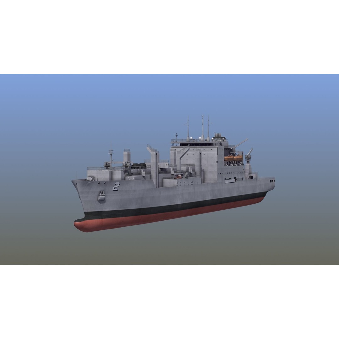Lewis and Clark Class Replenishment Ship 3D Model – PBR Game-Ready Asset, FBX, OBJ - View 7
