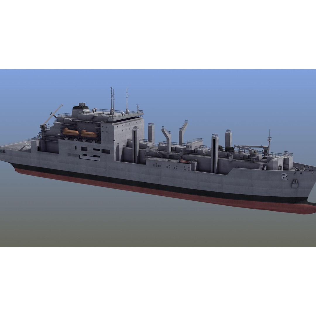 Lewis and Clark Class Replenishment Ship 3D Model – PBR Game-Ready Asset, FBX, OBJ - View 9