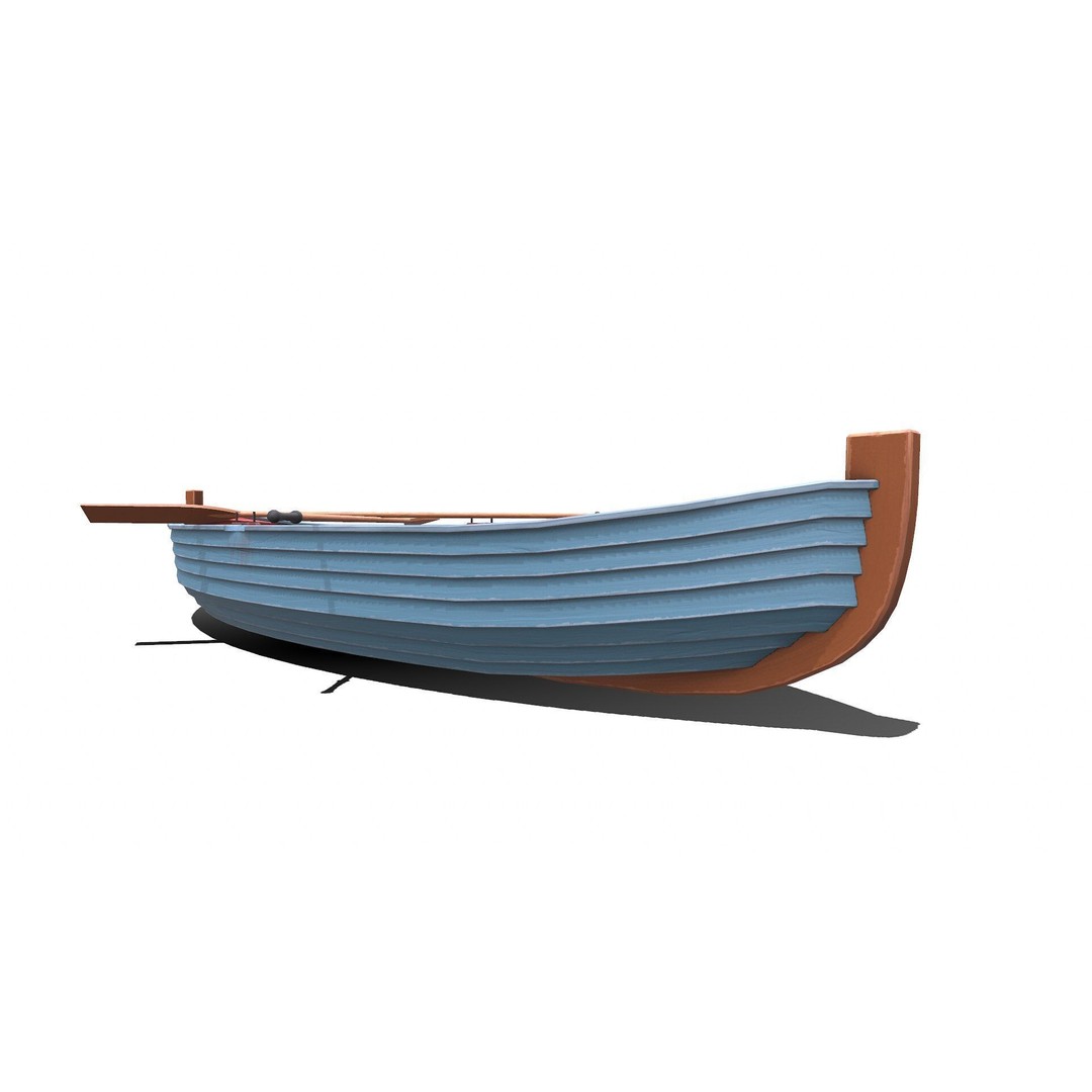 Stylized Wooden Row Boat 3D Model – Low Poly PBR Game Asset, FBX - View 10