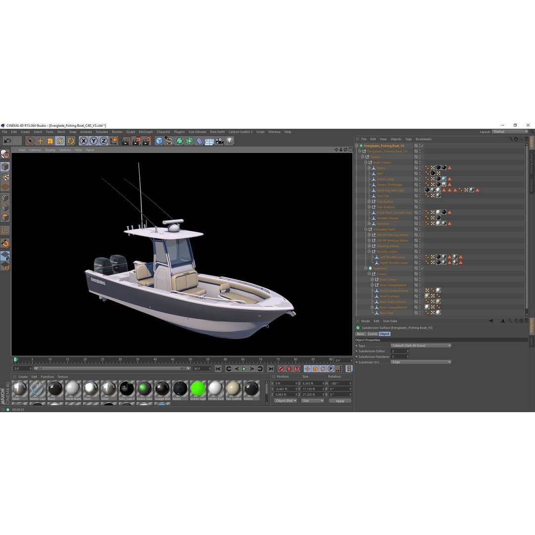 Everglades 273 Sport Fishing Boat 3D Model – Low Poly Game Asset, FBX