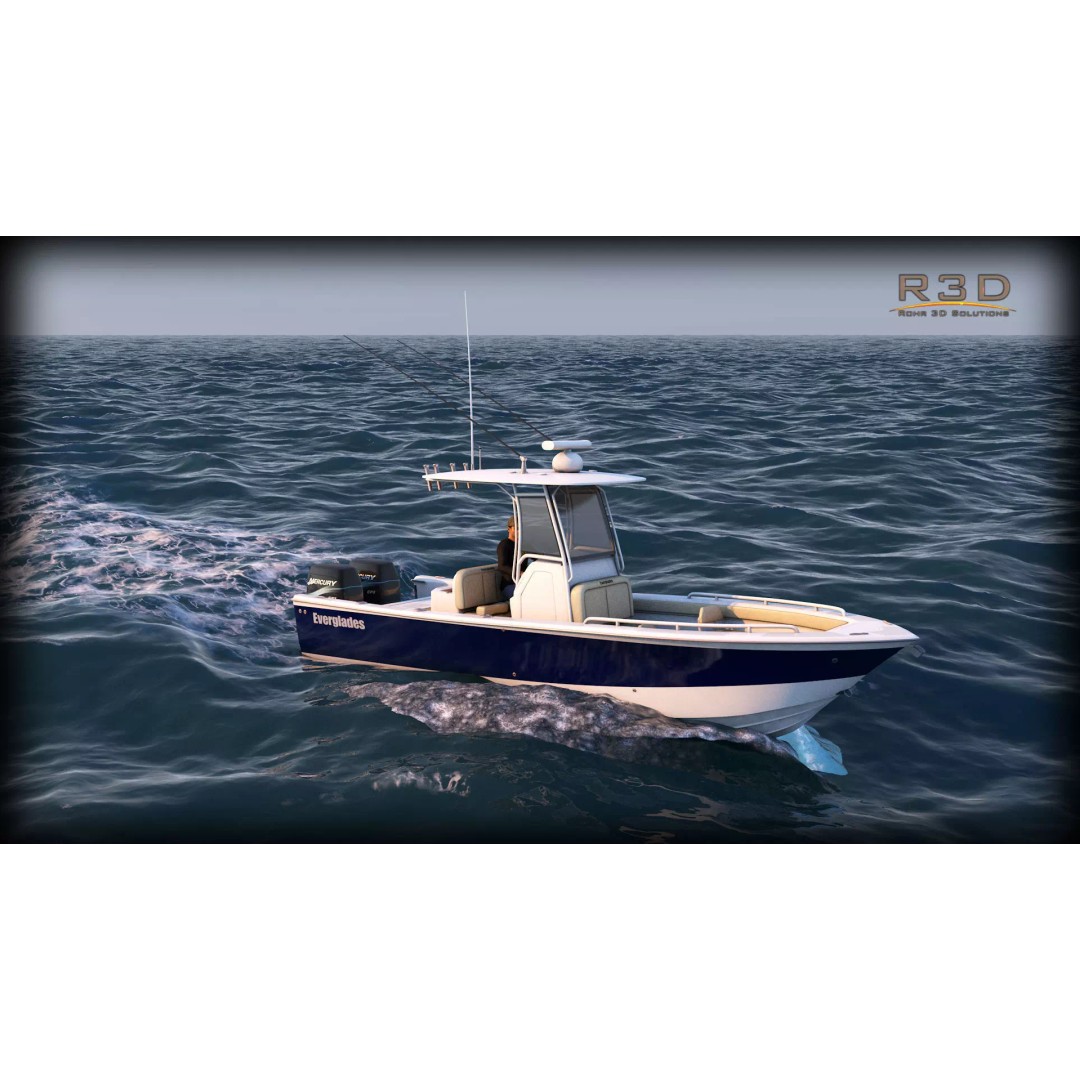 Everglades 273 Sport Fishing Boat 3D Model – Low Poly Game Asset, FBX - View 2