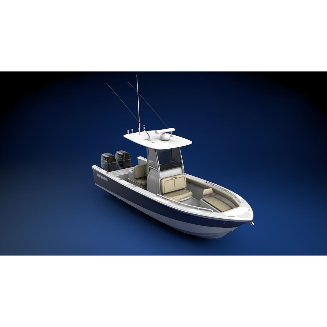 Everglades 273 Sport Fishing Boat 3D Model – Low Poly Game Asset, FBX - View 3