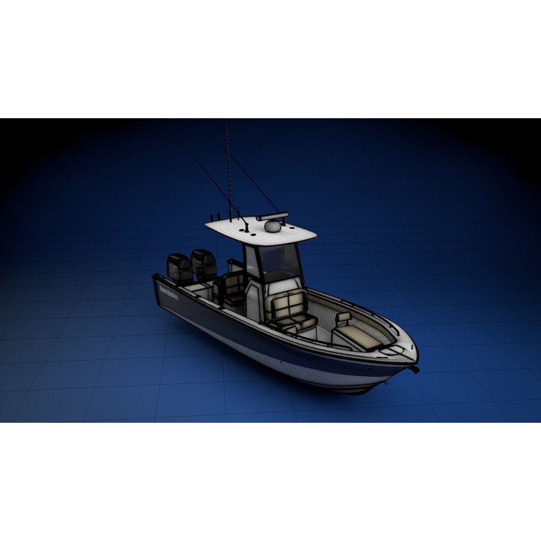 Everglades 273 Sport Fishing Boat 3D Model – Low Poly Game Asset, FBX - View 4