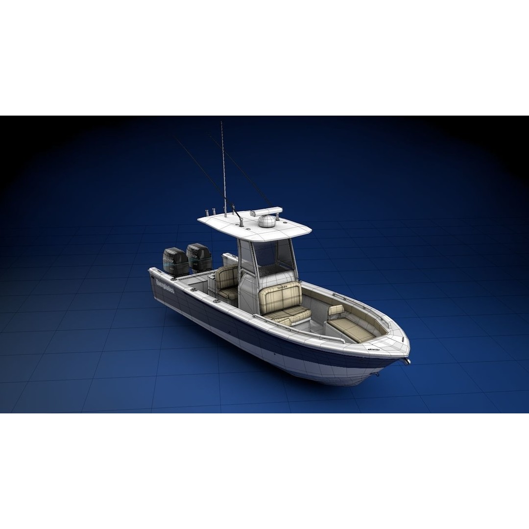 Everglades 273 Sport Fishing Boat 3D Model – Low Poly Game Asset, FBX - View 5