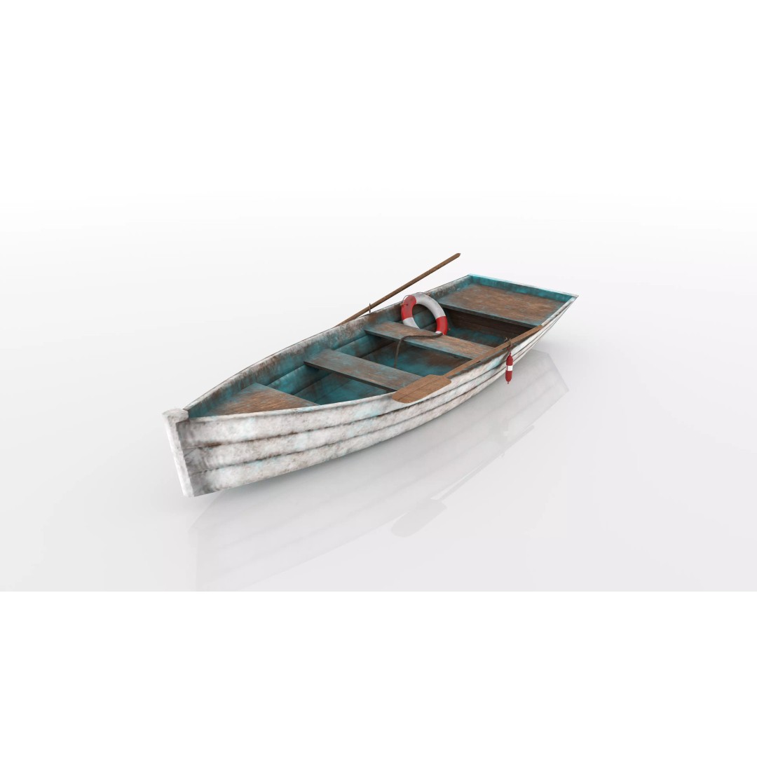 Old Boat 3D Model – Low Poly Watercraft with PBR Textures - View 2
