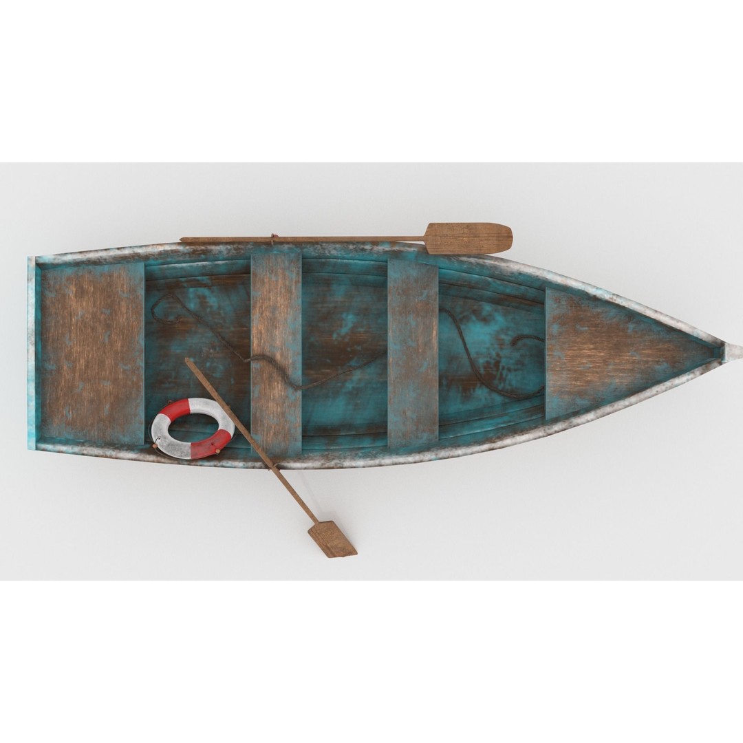 Old Boat 3D Model – Low Poly Watercraft with PBR Textures - View 6