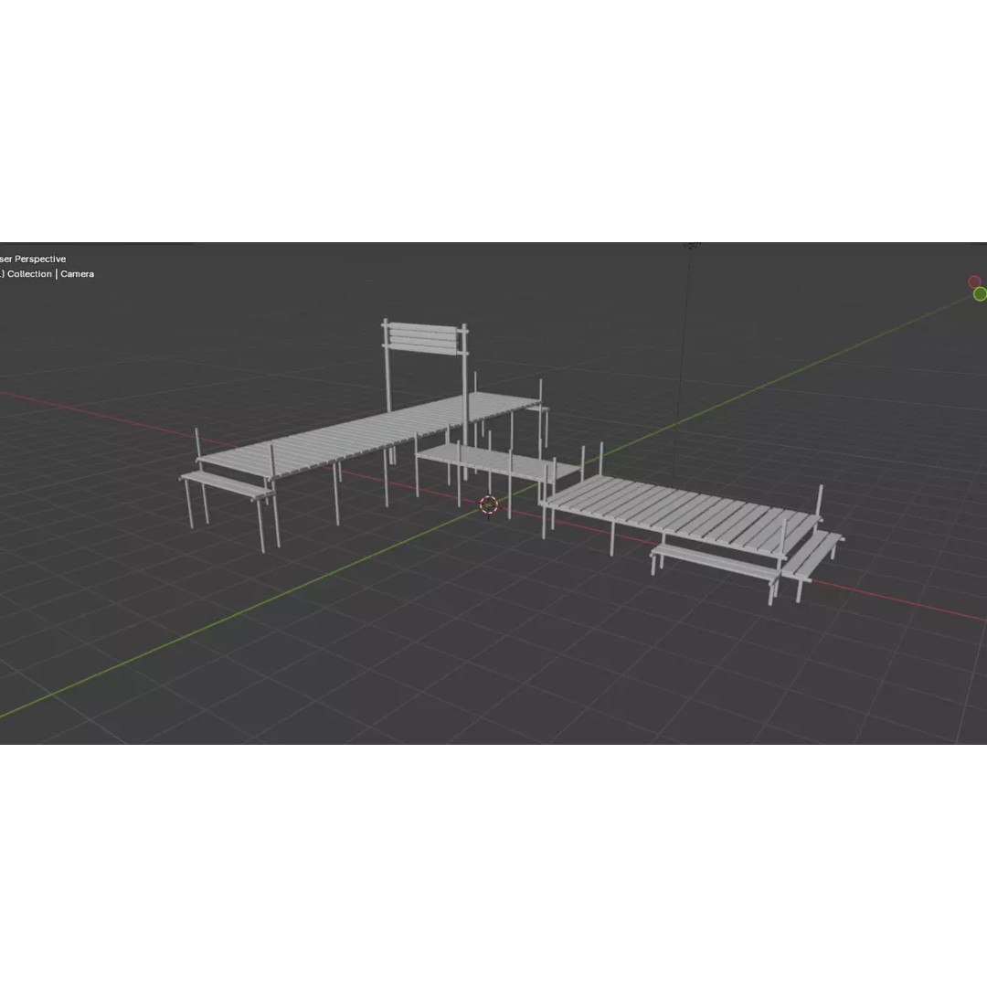 Wooden Wharf 3D Model – PBR Game Ready Asset, FBX, OBJ