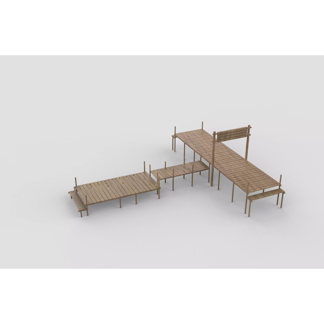 Wooden Wharf 3D Model – PBR Game Ready Asset, FBX, OBJ - View 12