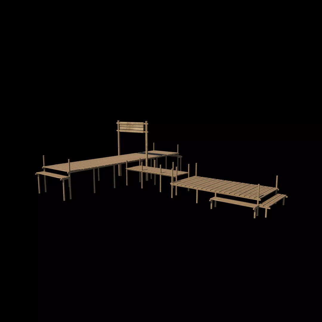 Wooden Wharf 3D Model – PBR Game Ready Asset, FBX, OBJ - View 2