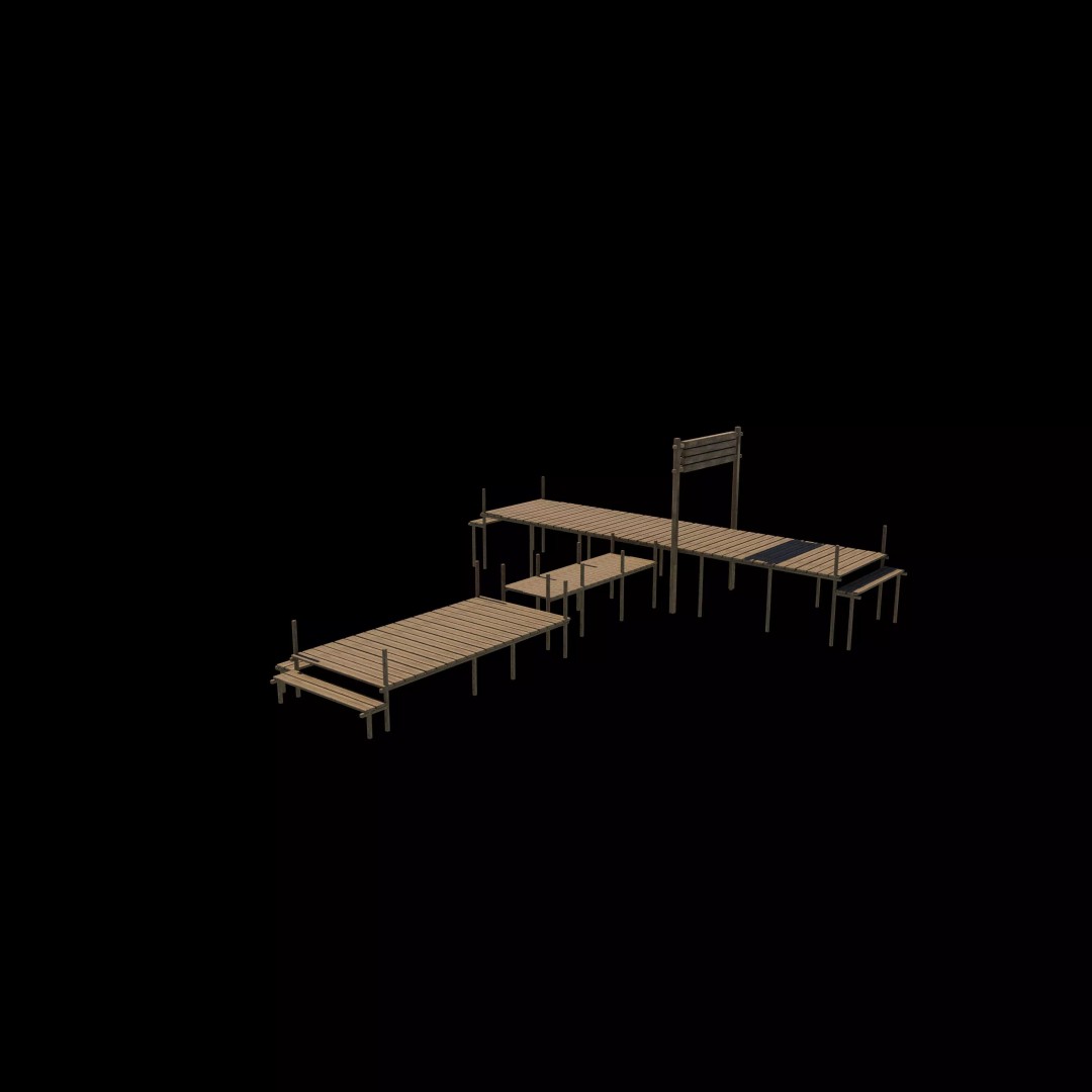 Wooden Wharf 3D Model – PBR Game Ready Asset, FBX, OBJ - View 3