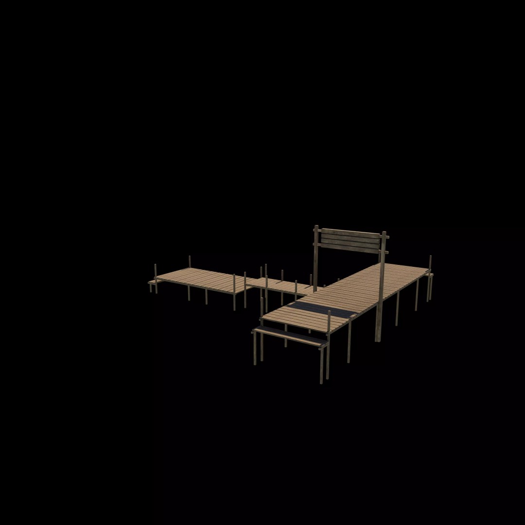 Wooden Wharf 3D Model – PBR Game Ready Asset, FBX, OBJ - View 4