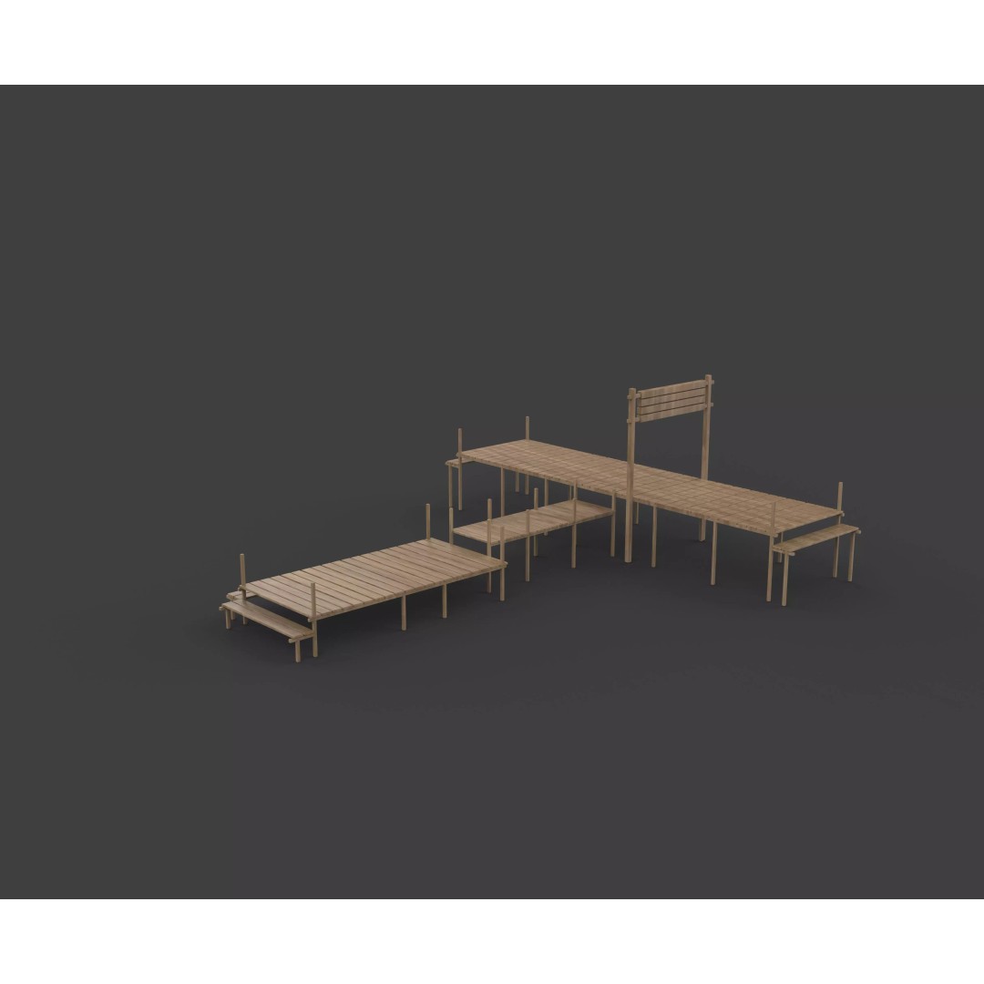 Wooden Wharf 3D Model – PBR Game Ready Asset, FBX, OBJ - View 7