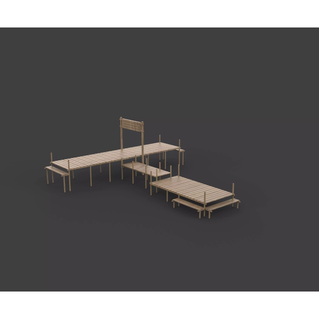 Wooden Wharf 3D Model – PBR Game Ready Asset, FBX, OBJ - View 9