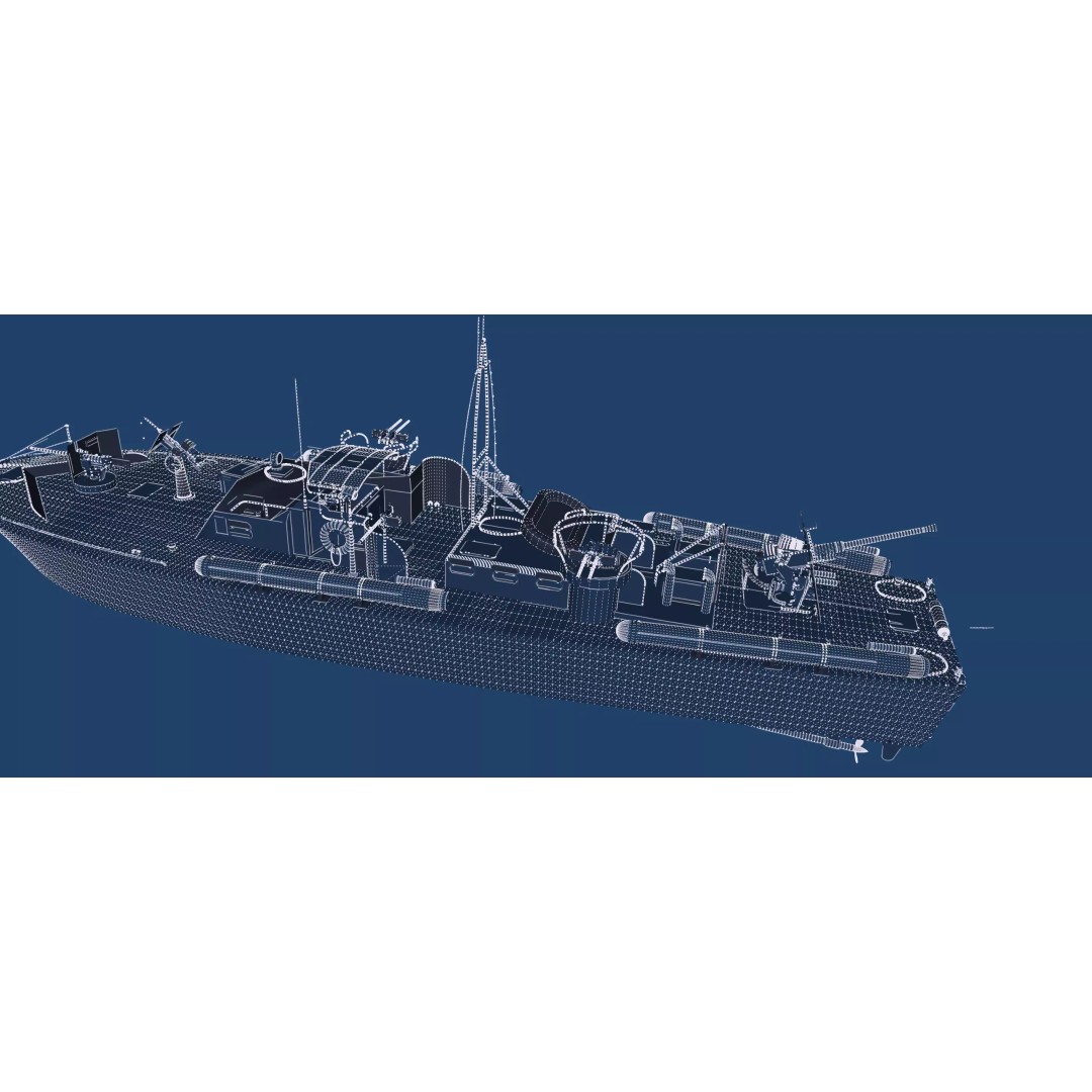 WW2 Patrol Boat 3D Model – Detailed Military Vessel, FBX, OBJ