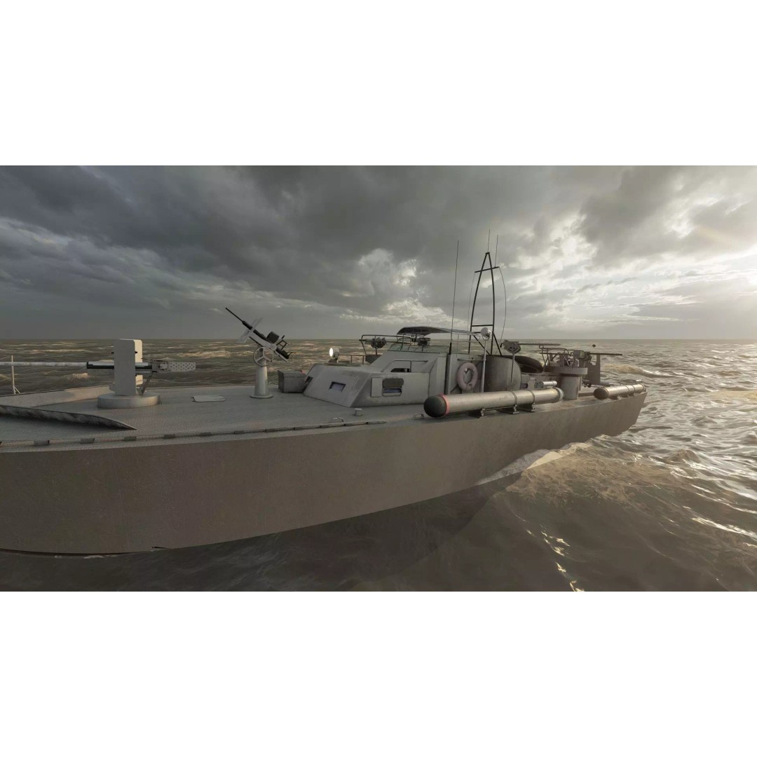 WW2 Patrol Boat 3D Model – Detailed Military Vessel, FBX, OBJ - View 10