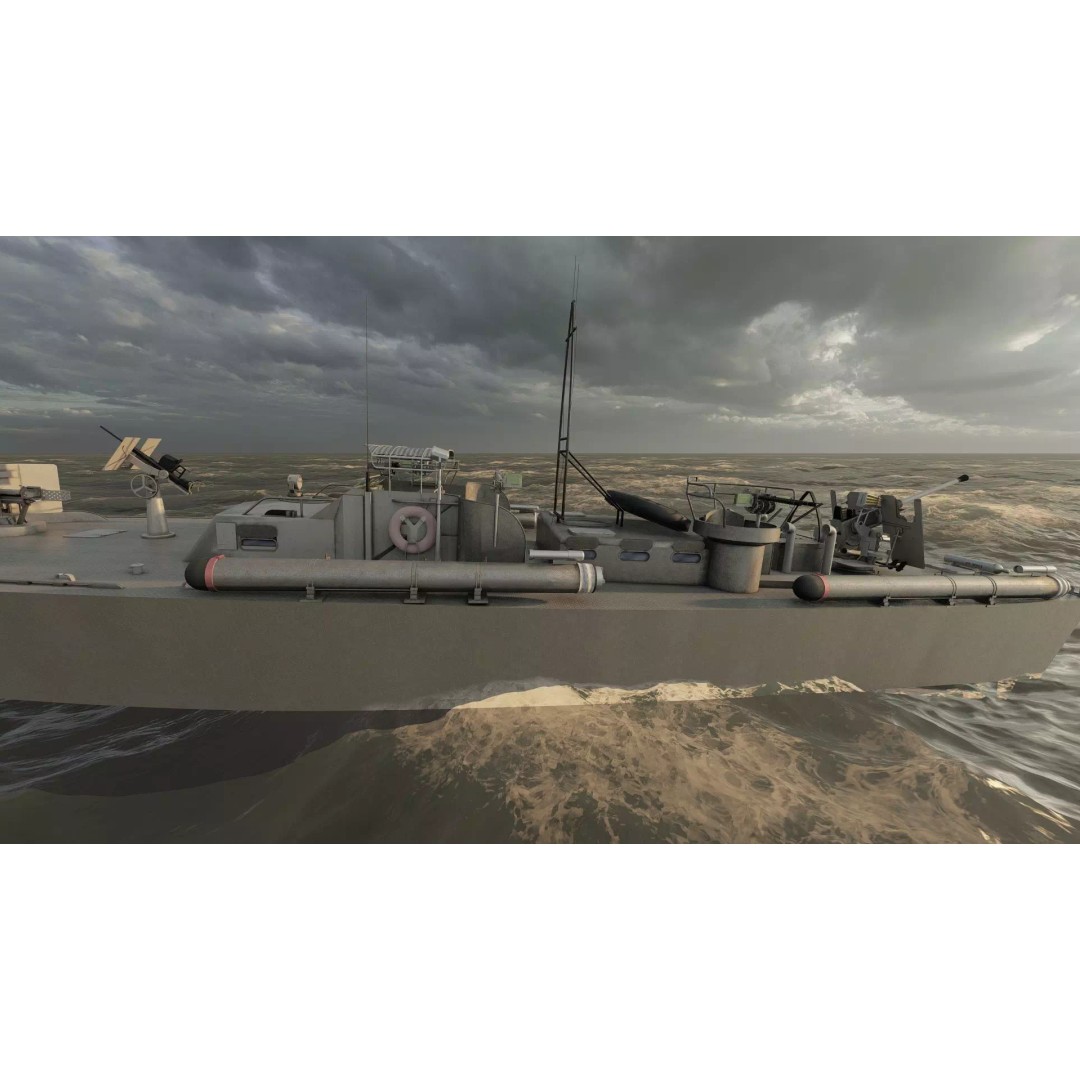 WW2 Patrol Boat 3D Model – Detailed Military Vessel, FBX, OBJ - View 11