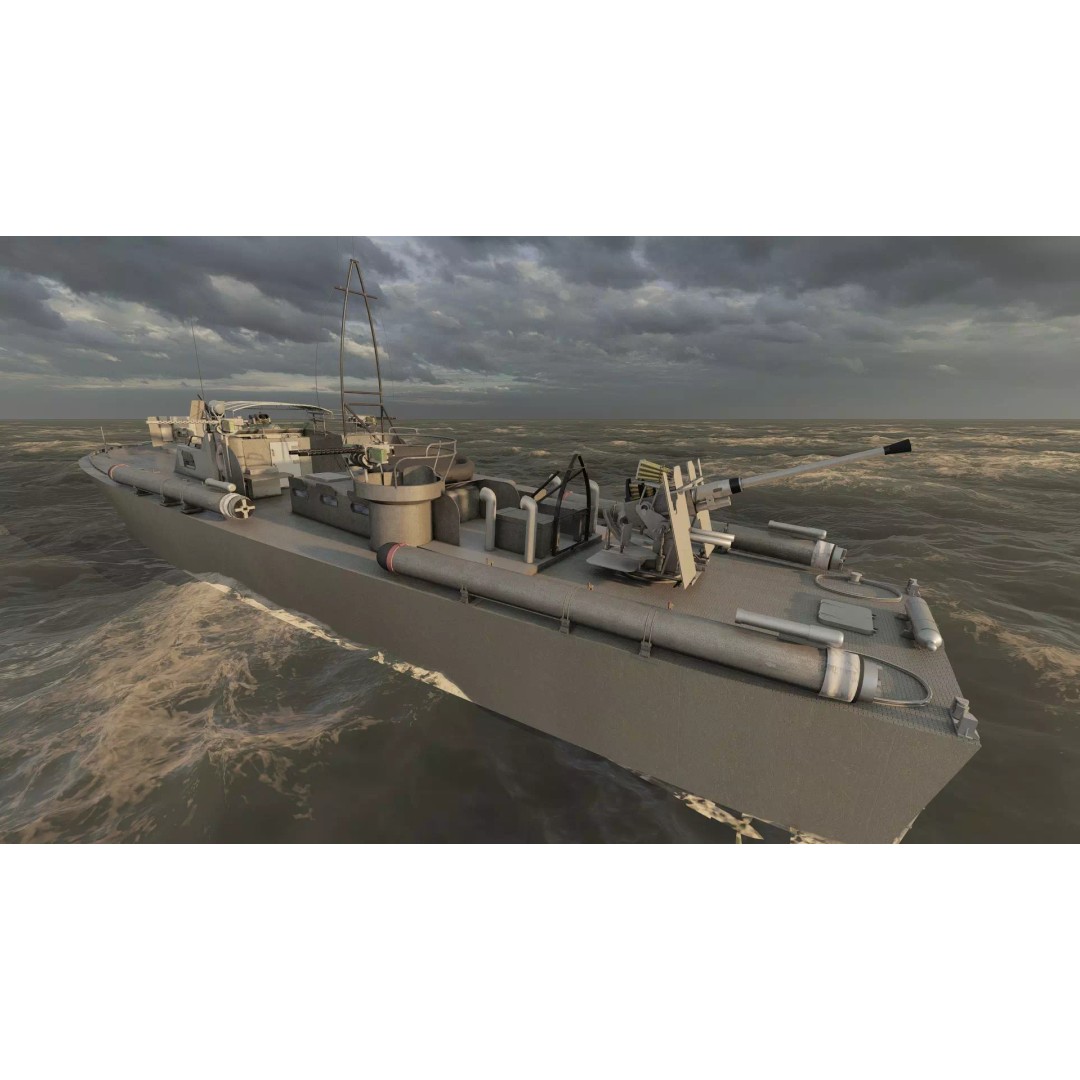 WW2 Patrol Boat 3D Model – Detailed Military Vessel, FBX, OBJ - View 12