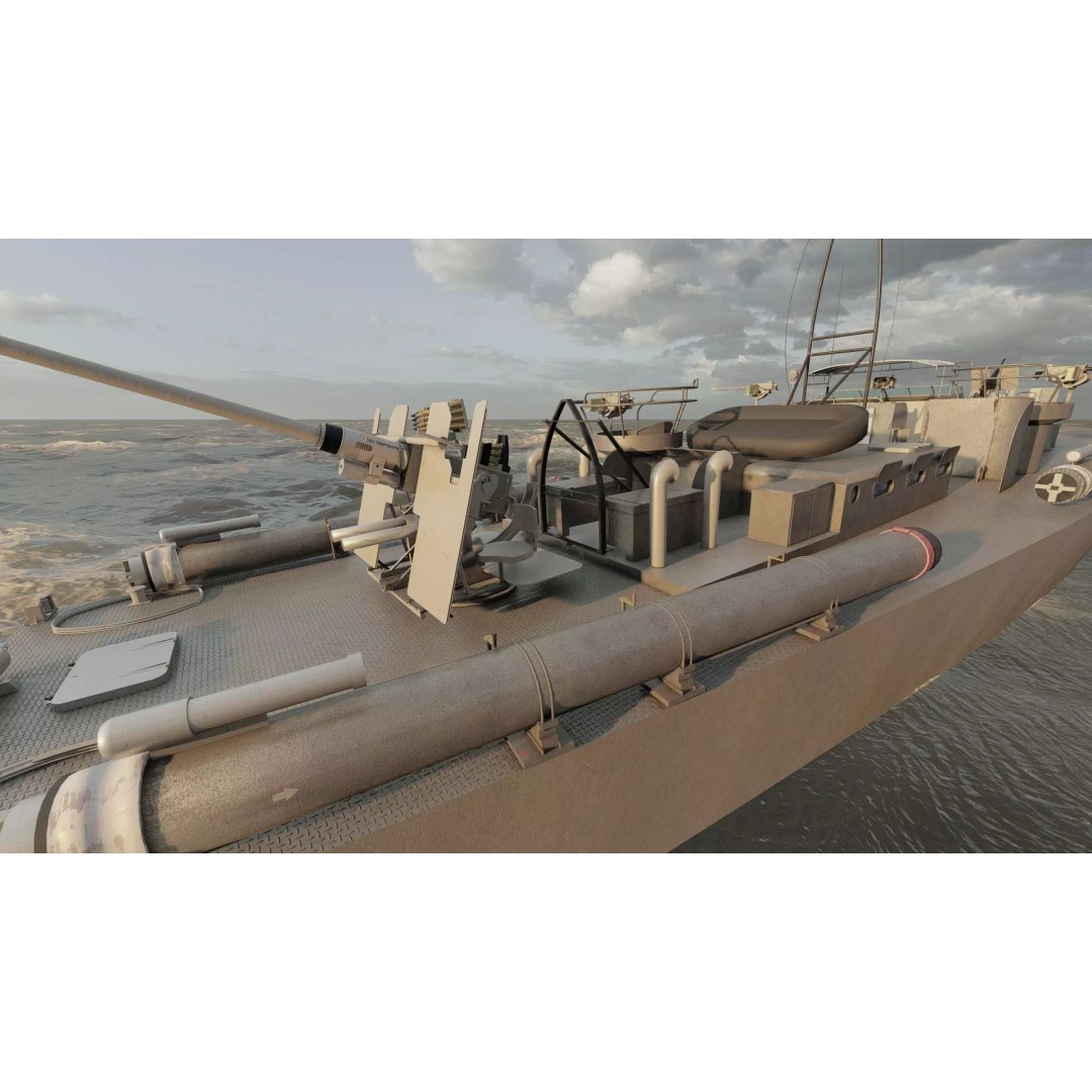WW2 Patrol Boat 3D Model – Detailed Military Vessel, FBX, OBJ - View 26