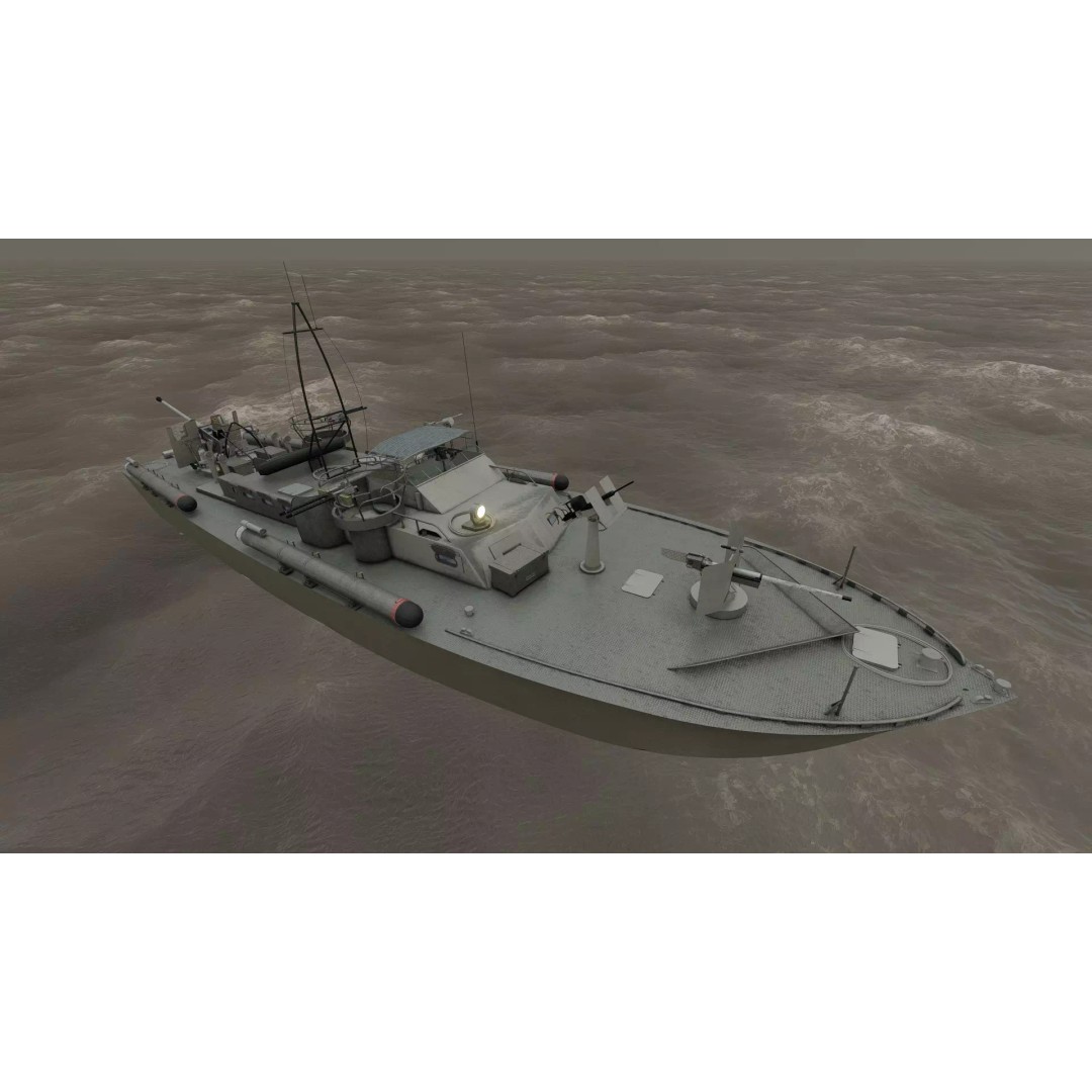 WW2 Patrol Boat 3D Model – Detailed Military Vessel, FBX, OBJ - View 37