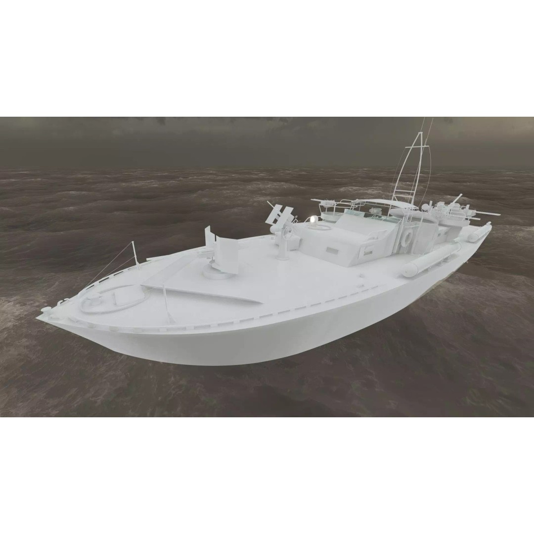 WW2 Patrol Boat 3D Model – Detailed Military Vessel, FBX, OBJ - View 40