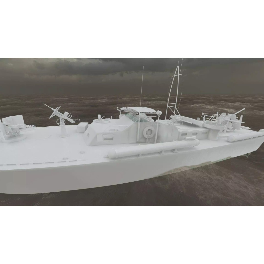 WW2 Patrol Boat 3D Model – Detailed Military Vessel, FBX, OBJ - View 41