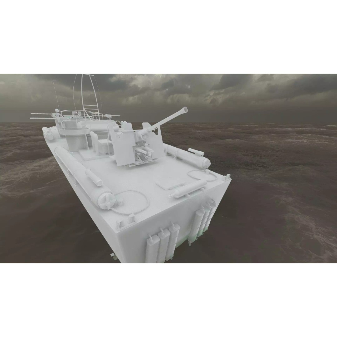 WW2 Patrol Boat 3D Model – Detailed Military Vessel, FBX, OBJ - View 44