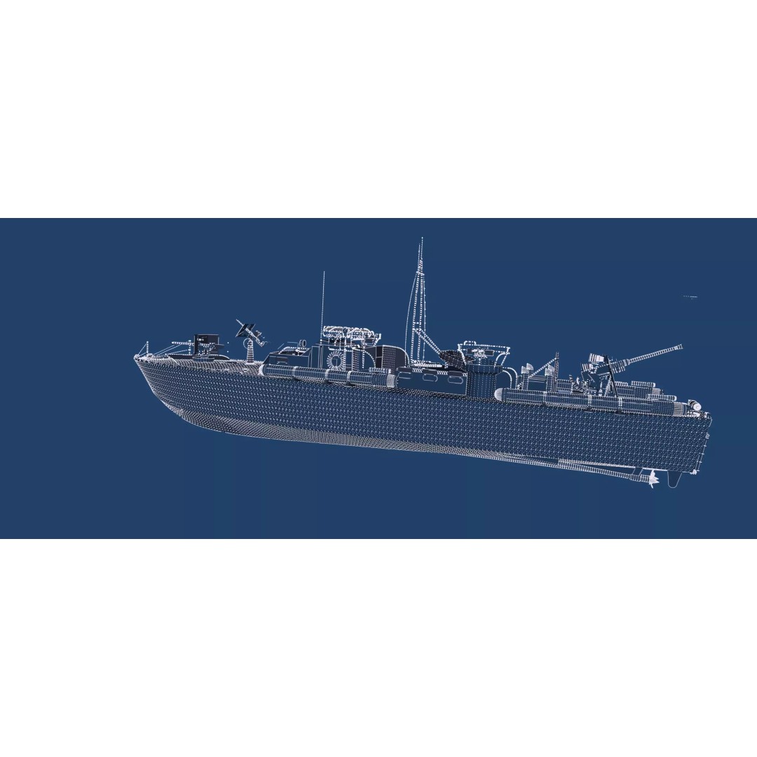 WW2 Patrol Boat 3D Model – Detailed Military Vessel, FBX, OBJ - View 48