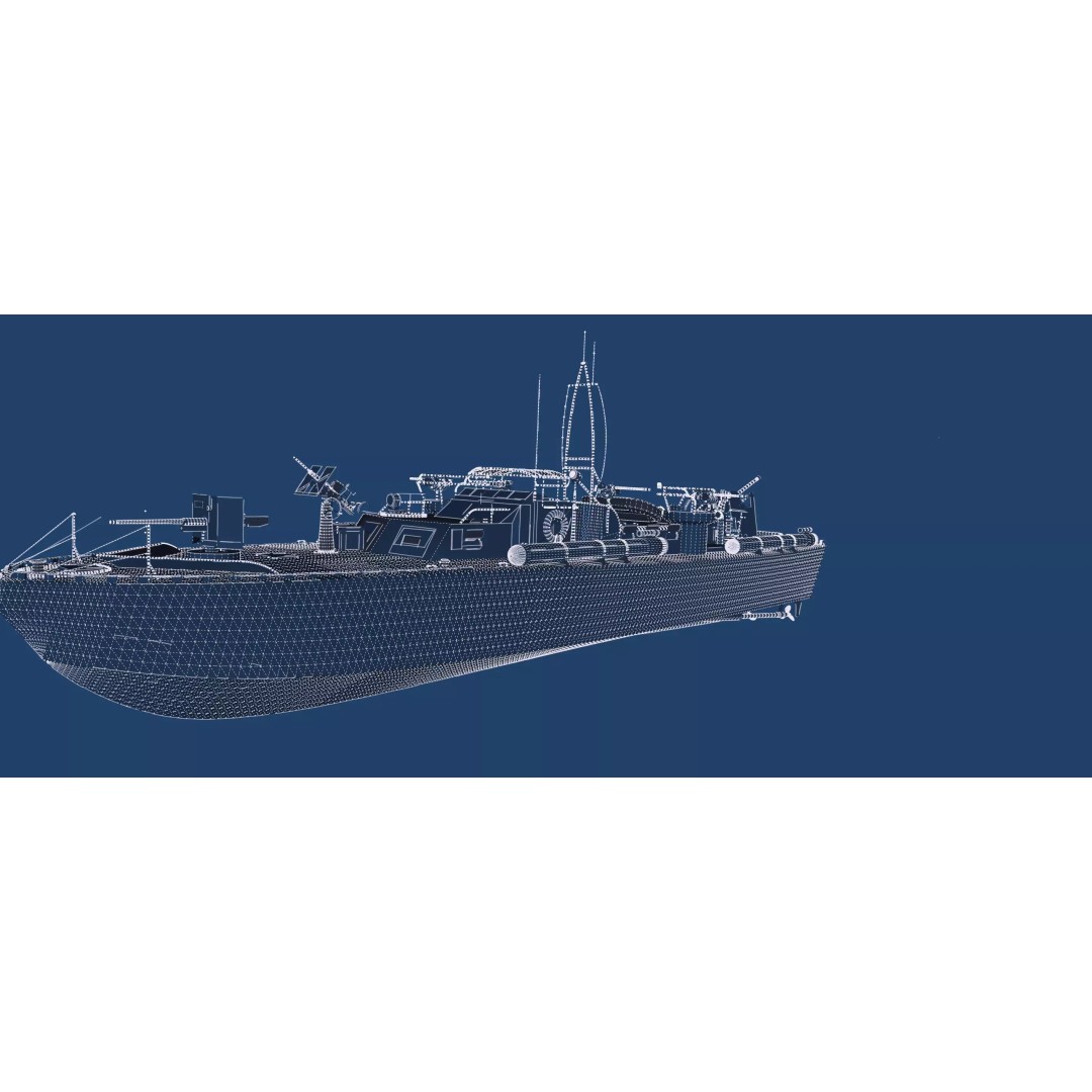 WW2 Patrol Boat 3D Model – Detailed Military Vessel, FBX, OBJ - View 49