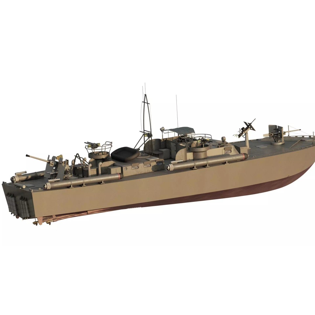 WW2 Patrol Boat 3D Model – Detailed Military Vessel, FBX, OBJ - View 6