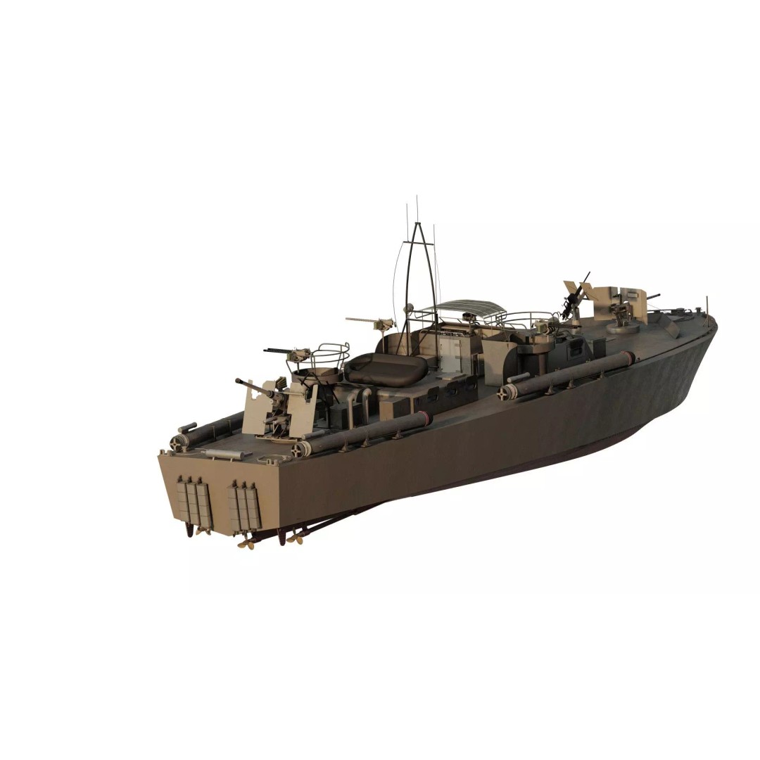 WW2 Patrol Boat 3D Model – Detailed Military Vessel, FBX, OBJ - View 7