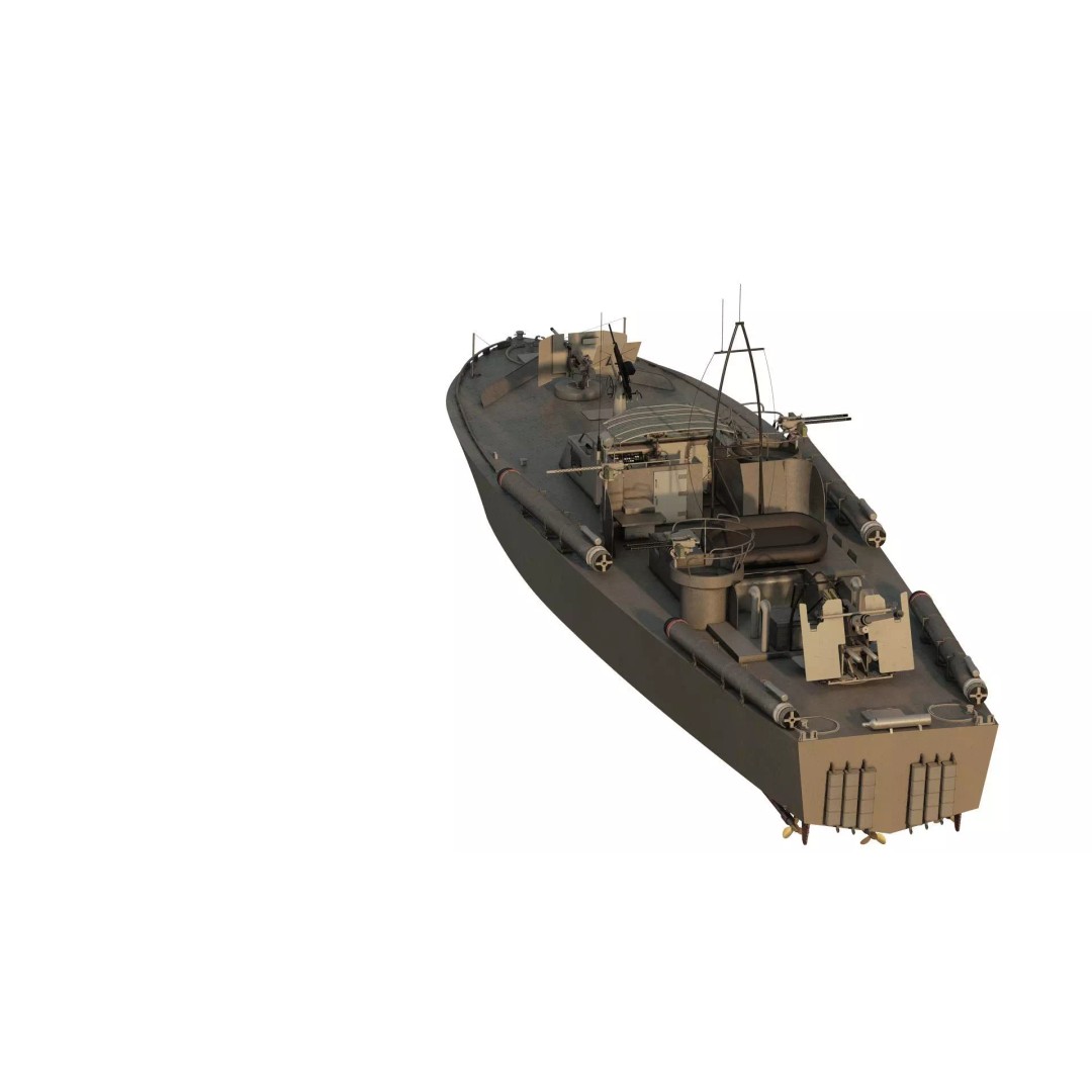 WW2 Patrol Boat 3D Model – Detailed Military Vessel, FBX, OBJ - View 8