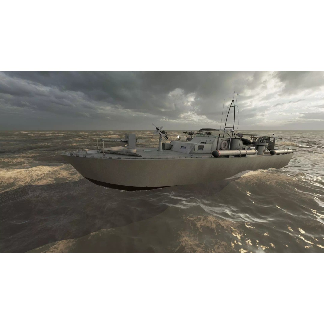 WW2 Patrol Boat 3D Model – Detailed Military Vessel, FBX, OBJ - View 9