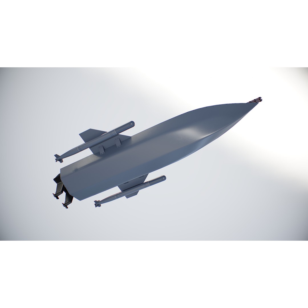 Naval Combat Drone 3D Model – Low Poly Game Ready Asset, FBX - View 10