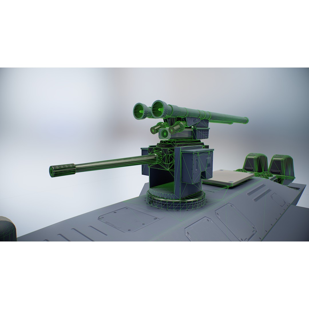 Naval Combat Drone 3D Model – Low Poly Game Ready Asset, FBX - View 12