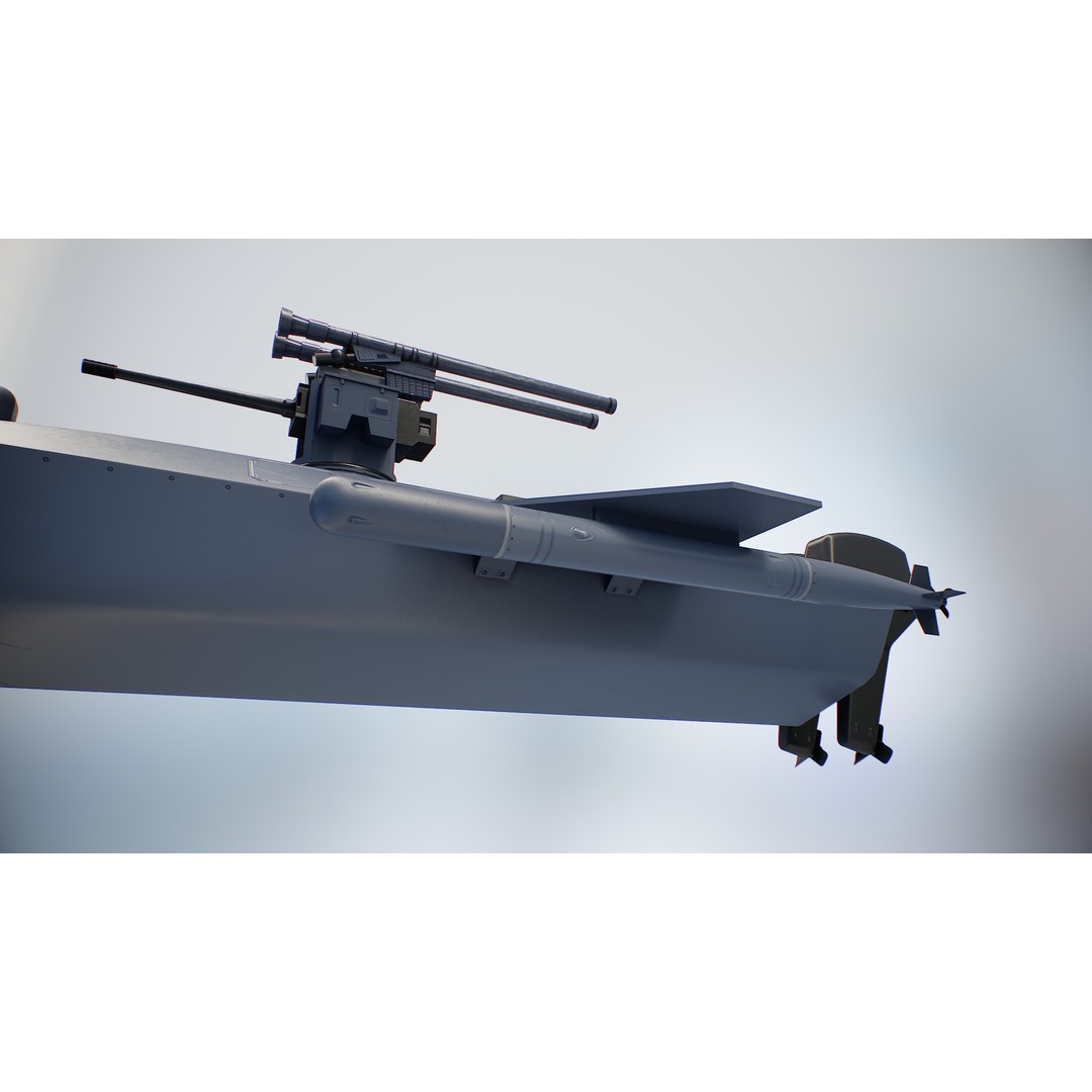 Naval Combat Drone 3D Model – Low Poly Game Ready Asset, FBX - View 16