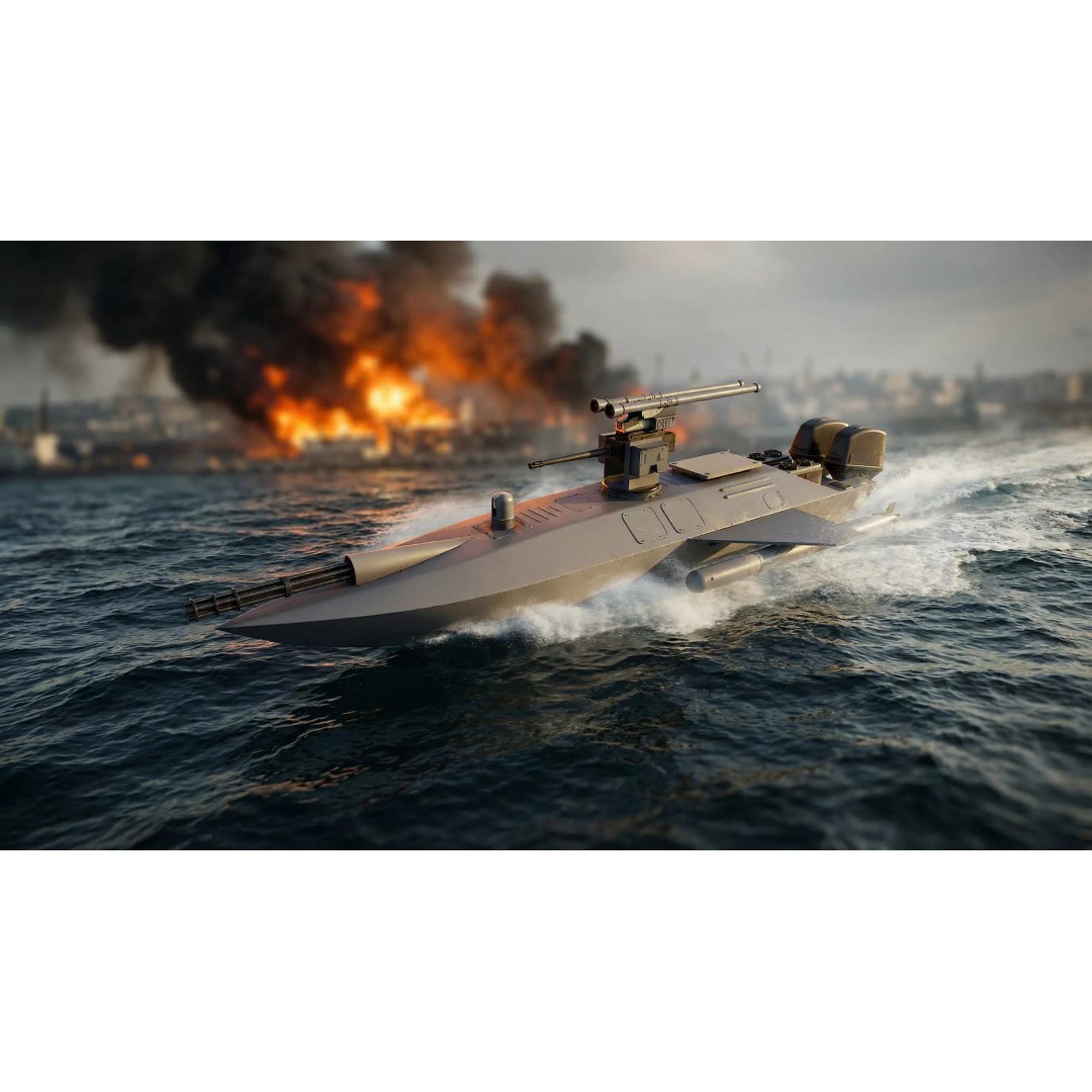 Naval Combat Drone 3D Model – Low Poly Game Ready Asset, FBX - View 2