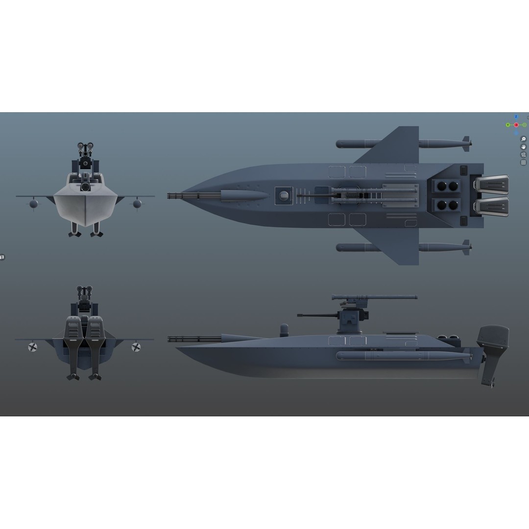 Naval Combat Drone 3D Model – Low Poly Game Ready Asset, FBX - View 21
