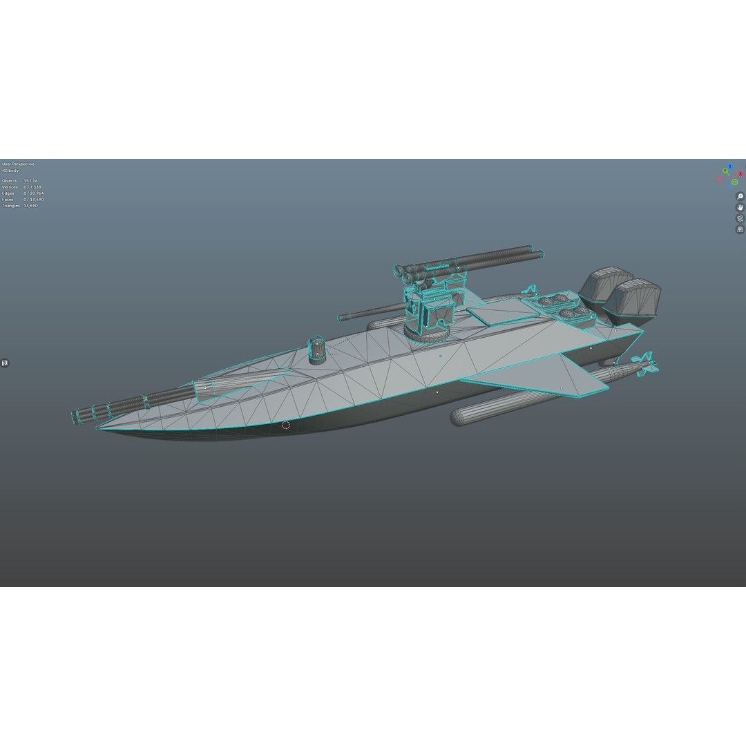 Naval Combat Drone 3D Model – Low Poly Game Ready Asset, FBX - View 23