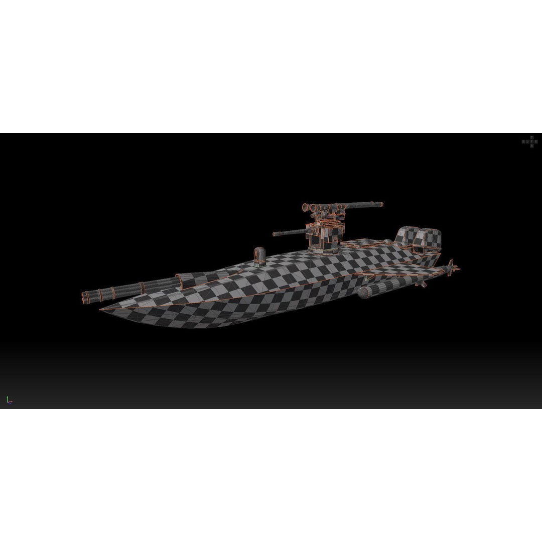 Naval Combat Drone 3D Model – Low Poly Game Ready Asset, FBX - View 24