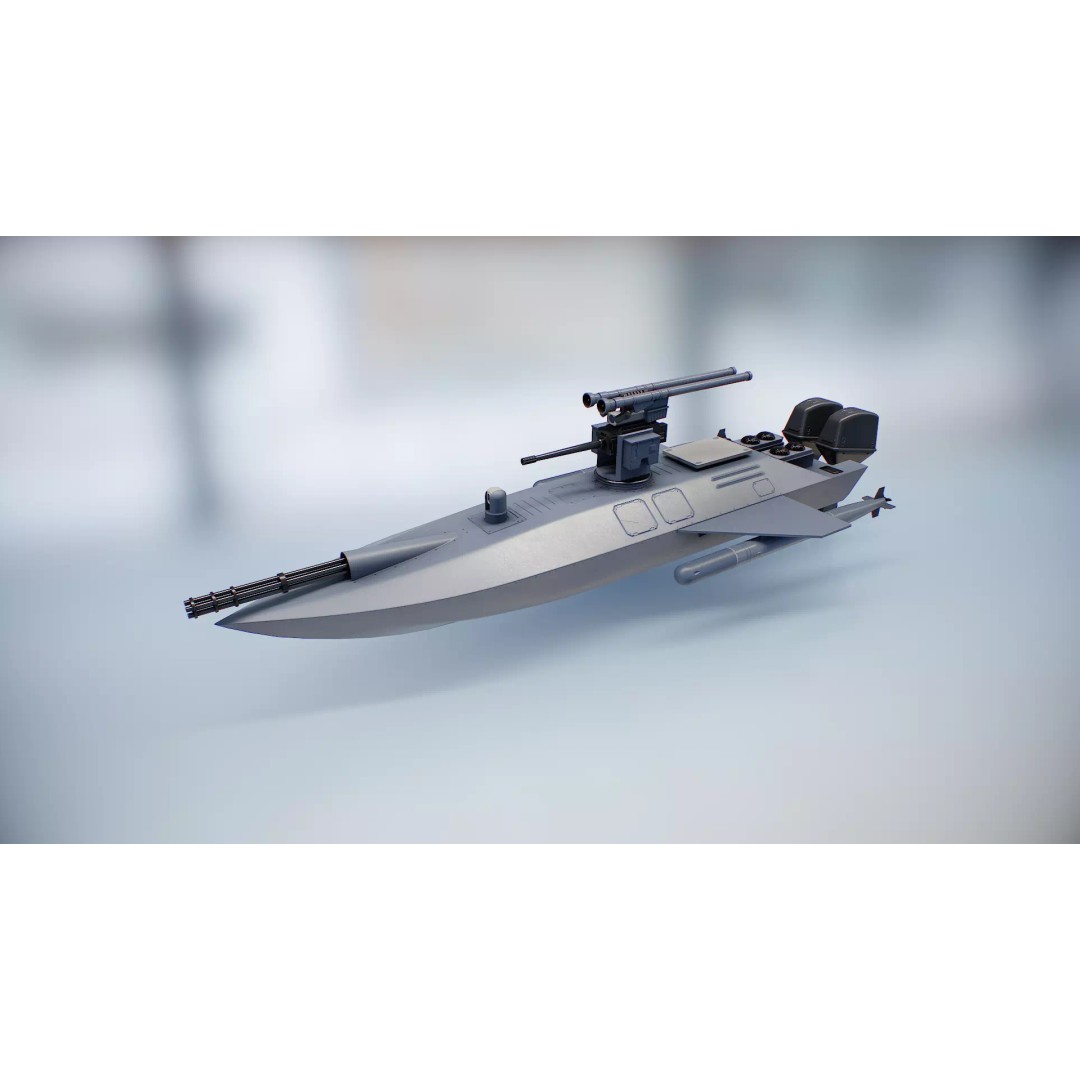 Naval Combat Drone 3D Model – Low Poly Game Ready Asset, FBX - View 3