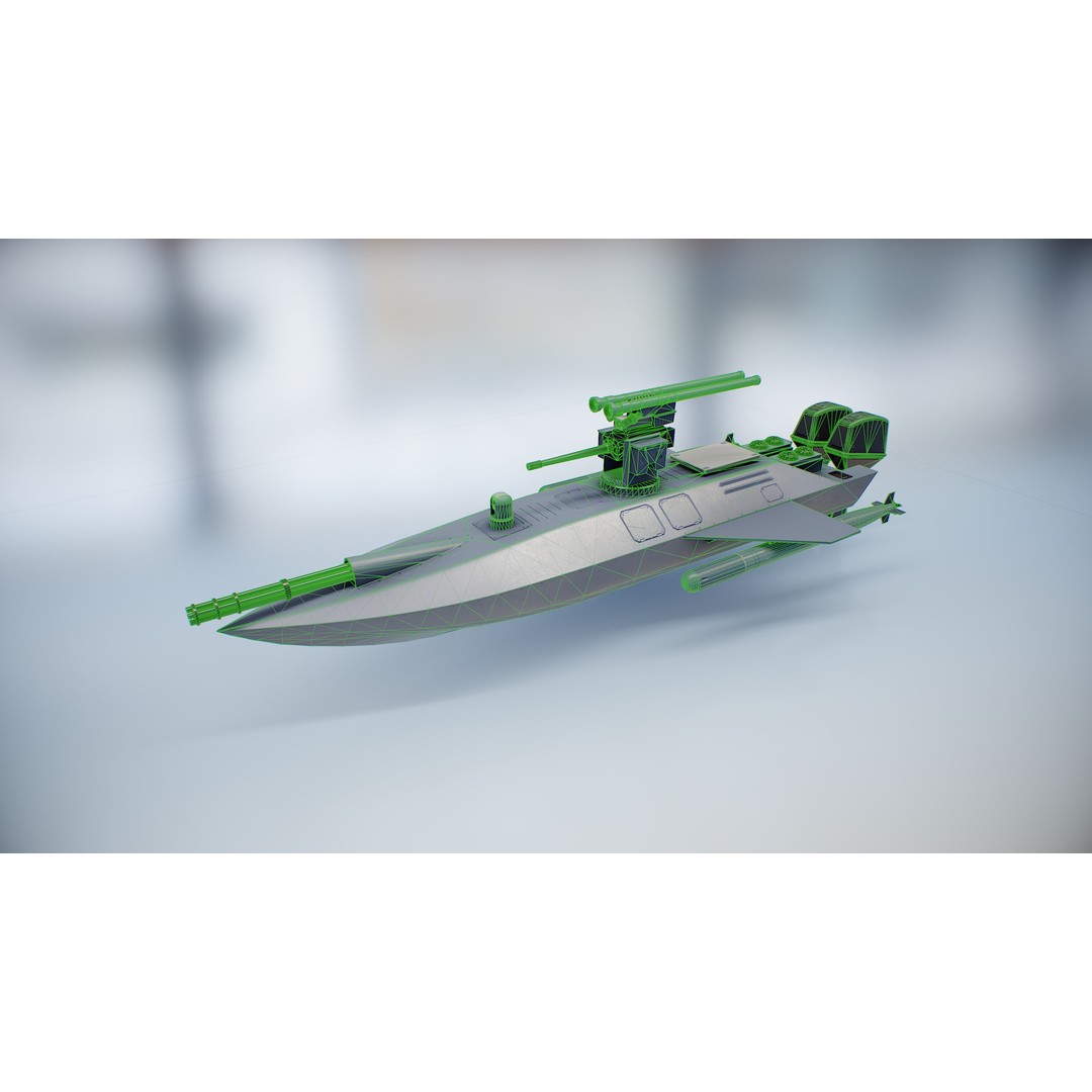 Naval Combat Drone 3D Model – Low Poly Game Ready Asset, FBX - View 4