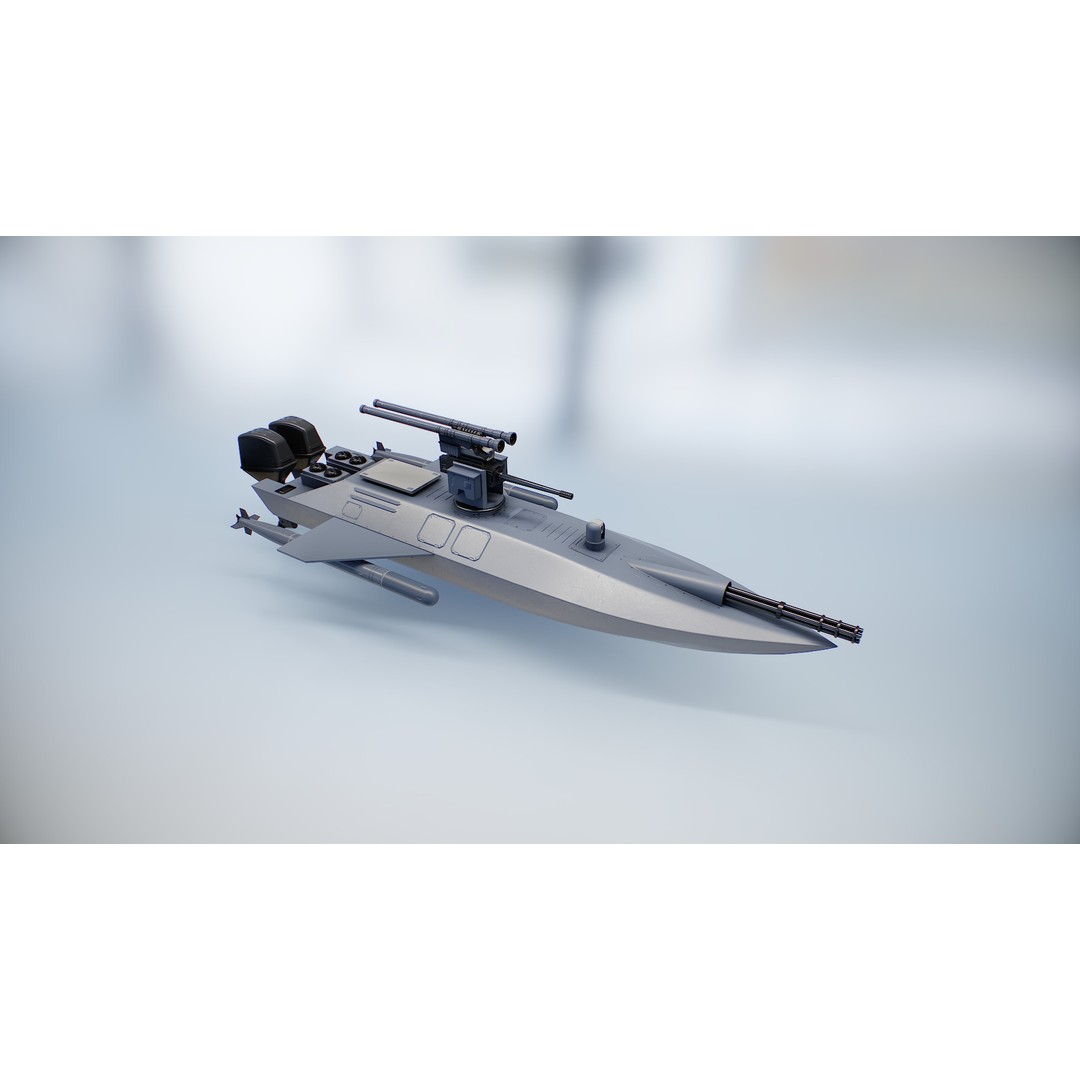 Naval Combat Drone 3D Model – Low Poly Game Ready Asset, FBX - View 5