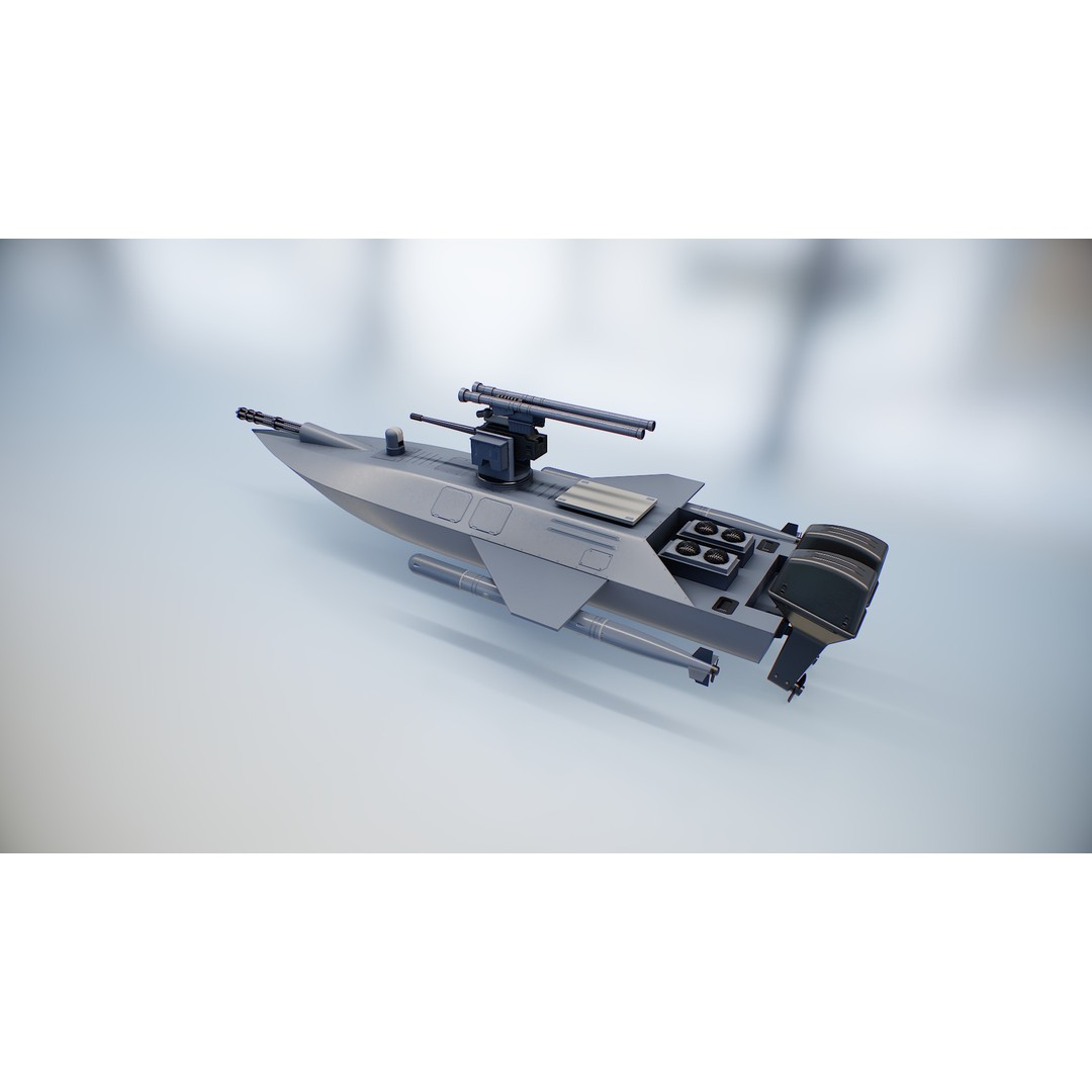 Naval Combat Drone 3D Model – Low Poly Game Ready Asset, FBX - View 6