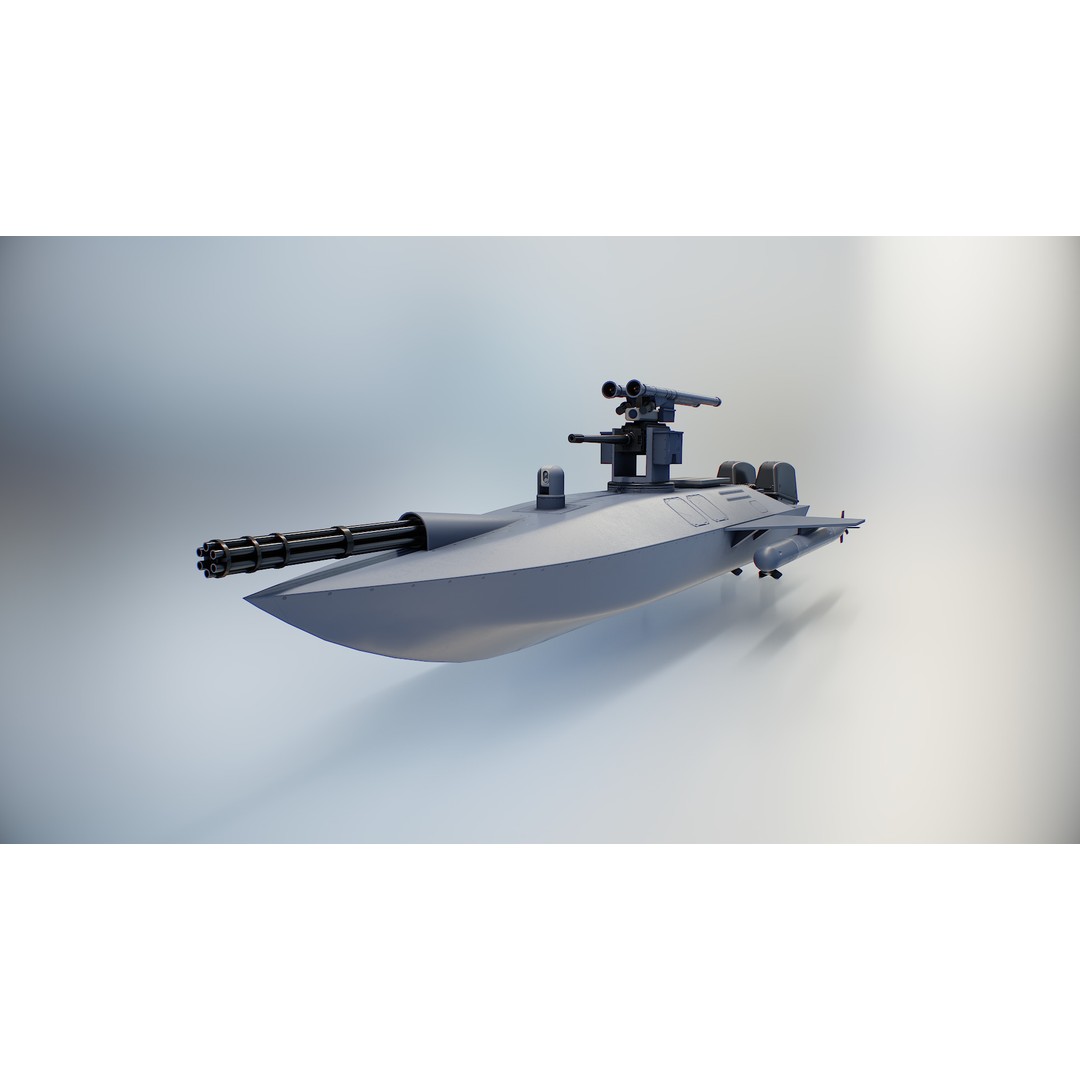 Naval Combat Drone 3D Model – Low Poly Game Ready Asset, FBX - View 7